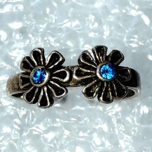 sterling silver blue rhinestone ear cuff toe ring